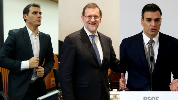 Rivera, Rajoy y Sánchez