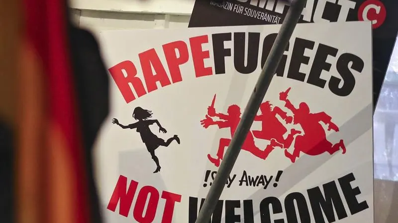 Cartel de ofensa a los refugiados Cartel de ofensa a los refugiados