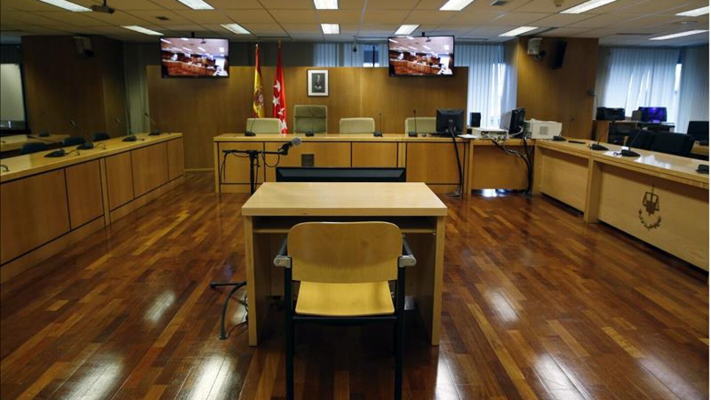 Vista de la sala 0 de la Audiencia Provincial de Madrid donde comienza el juicio del Madrid Arena,