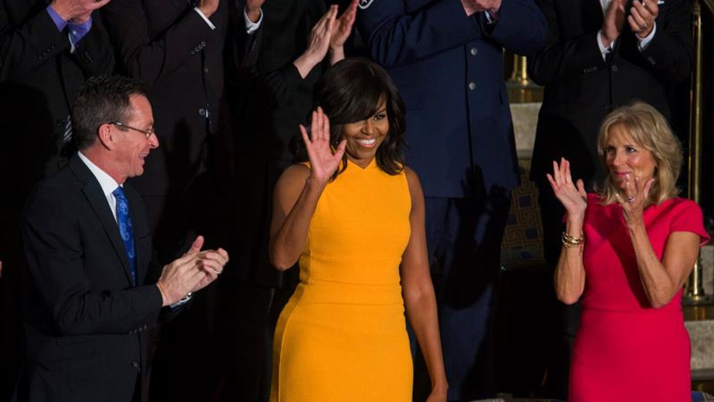 Michelle Obama luce su vestido en el discurso del Estado de la Uni&oacute;n
