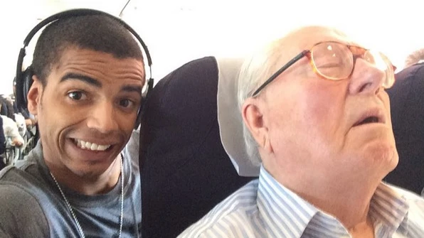 El selfie de Brahim Zaibat con Jean-Marie Le Pen