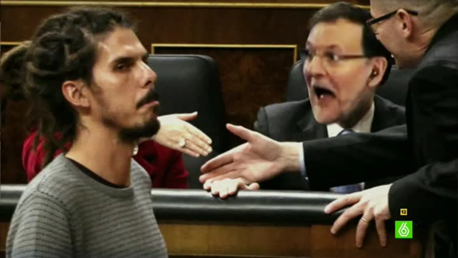 Así sería la foto de portada con Rajoy sorprendido con las rastas del diputado de Podemos 