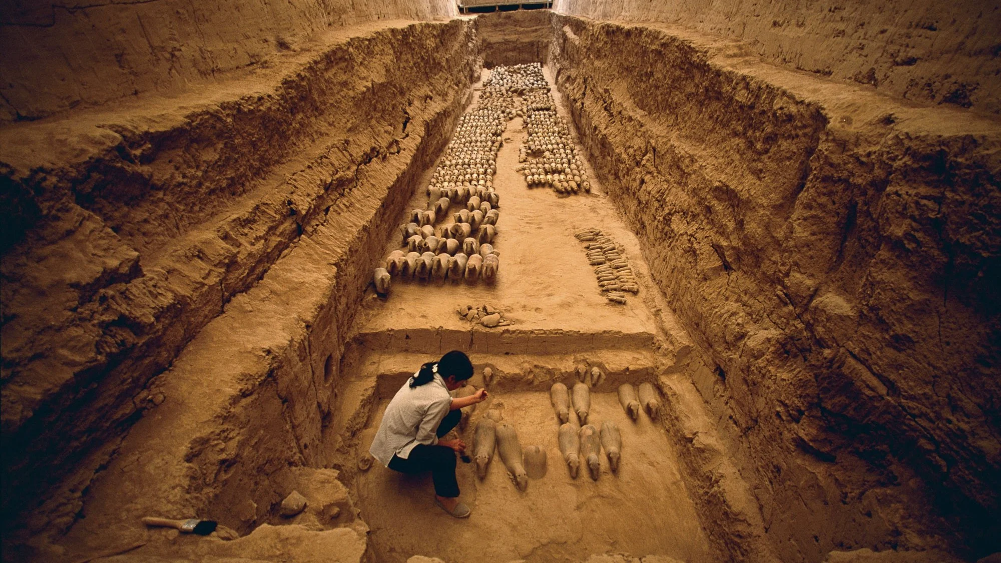 El ejército en miniatura encontrado en las excavaciones del mausoleo del emperador Jing El ejército en miniatura encontrado en las excavaciones del mausoleo del emperador Jing