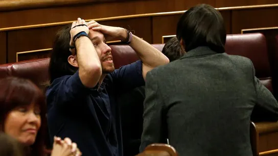 El líder de Podemos, Pablo Iglesias, durante la sesión constitutiva del Congreso El líder de Podemos, Pablo Iglesias, durante la sesión constitutiva del Congreso