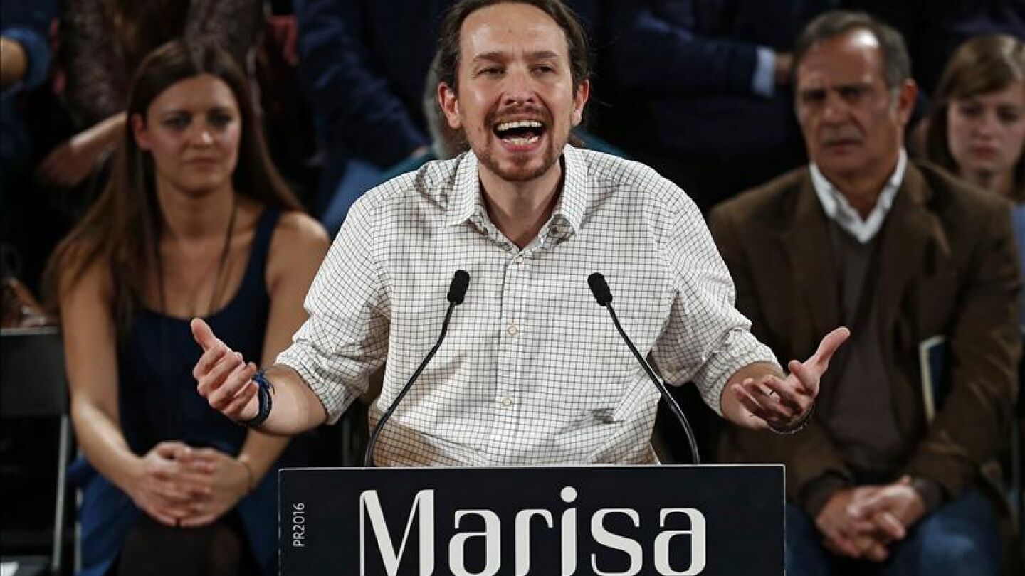 Pablo Iglesias apoyando a al Bloque de Izquierdas en Portugal