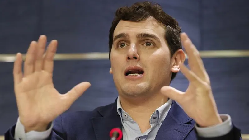 Albert Rivera, durante una rueda de prensa en el Congreso