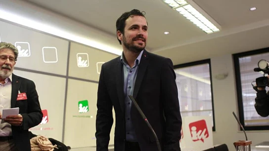 Alberto Garzón en una rueda de prensa Alberto Garzón en una rueda de prensa