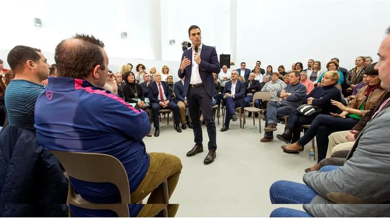 Pedro Sánchez en un acto de partido