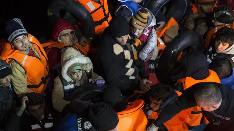 Refugiados sirios en la barcaza