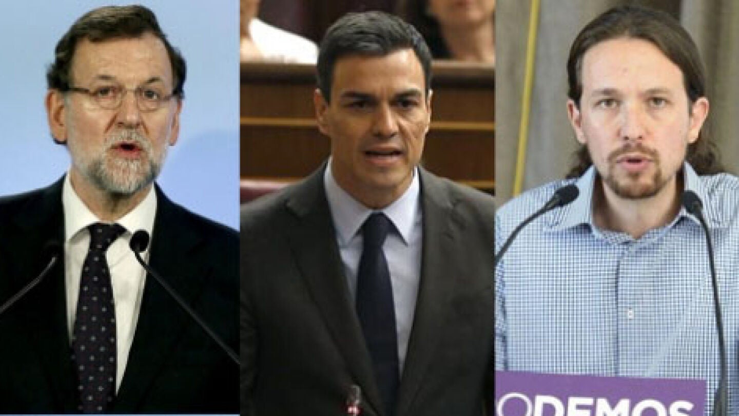 Mariano Rajoy, Pedro s&aacute;nchez y Pablo Iglesias