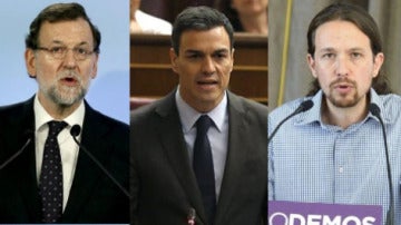 Mariano Rajoy, Pedro sánchez y Pablo Iglesias