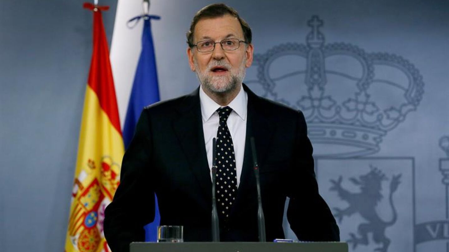 El presidente del Gobierno espa&ntilde;ol en funciones, Mariano Rajoy, durante la rueda de prensa 