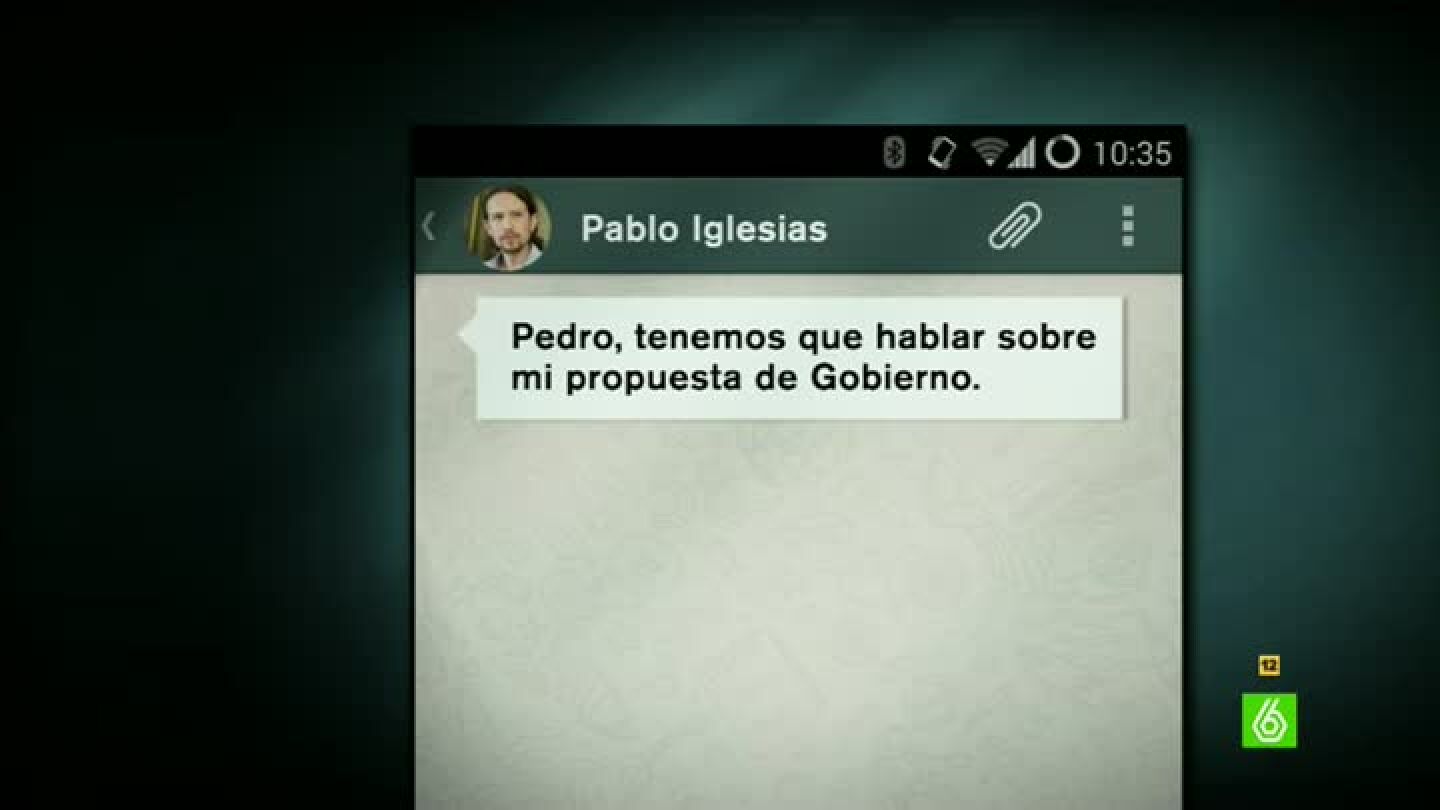 WhatsApp de Pablo Iglesias a Pedro S&aacute;nchez