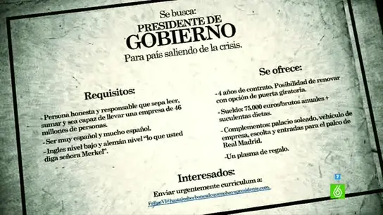 Los requisitos para ser presidente de Gobierno de un país saliendo de la crisis Los requisitos para ser presidente de Gobierno de un país saliendo de la crisis