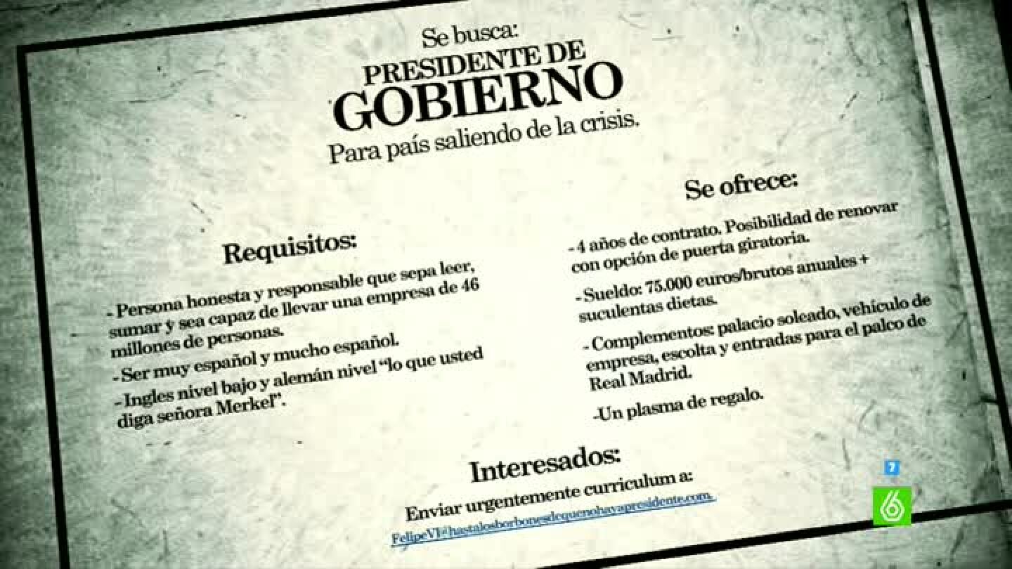 Los requisitos para ser presidente de Gobierno de un pa&iacute;s saliendo de la crisis