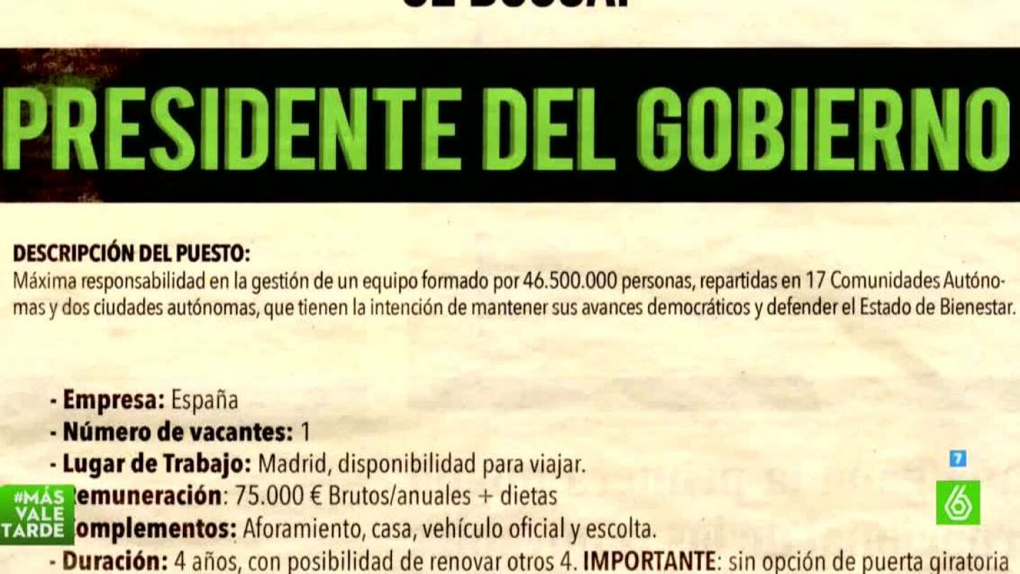 Se busca presidente del Gobierno