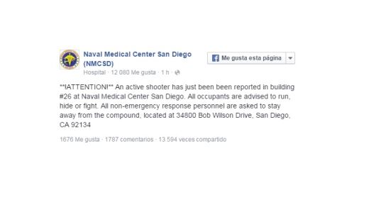 Alerta del hospital Naval de San Diego