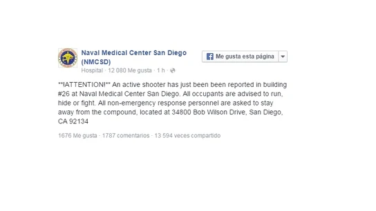 Alerta del hospital Naval de San Diego Alerta del hospital Naval de San Diego