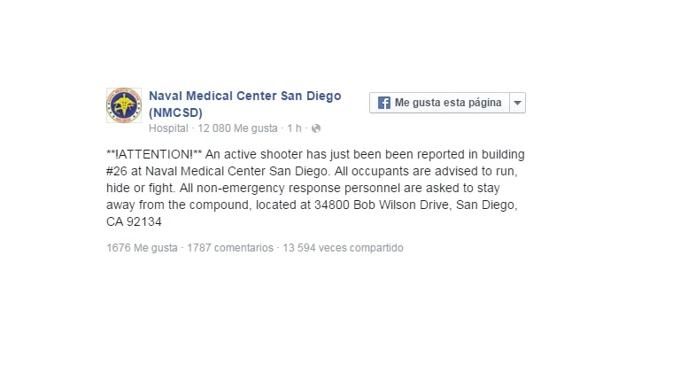 Alerta del hospital Naval de San Diego Alerta del hospital Naval de San Diego