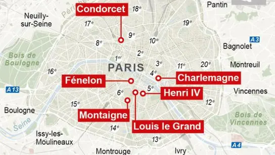 Gráfico de las escuelas amenazadas en París Gráfico de las escuelas amenazadas en París