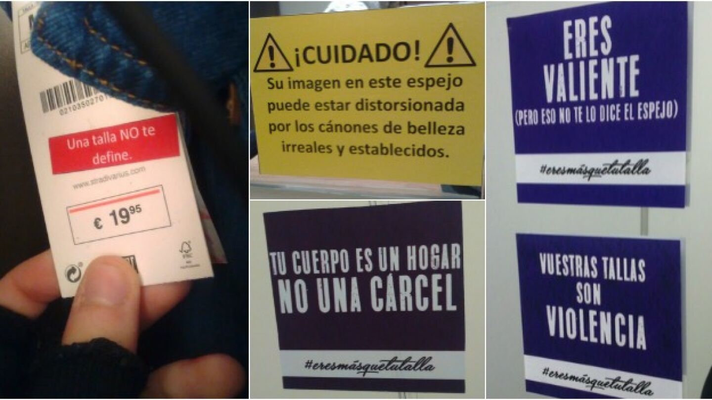 Pegatinas contra los c&aacute;nones de belleza en tiendas de moda
