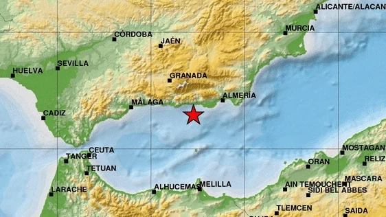 Epicentro del seísmo registrado en la provincia de Granada