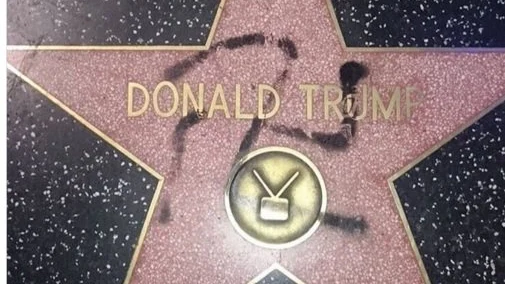Esvástica en la estrella de Donald Trump