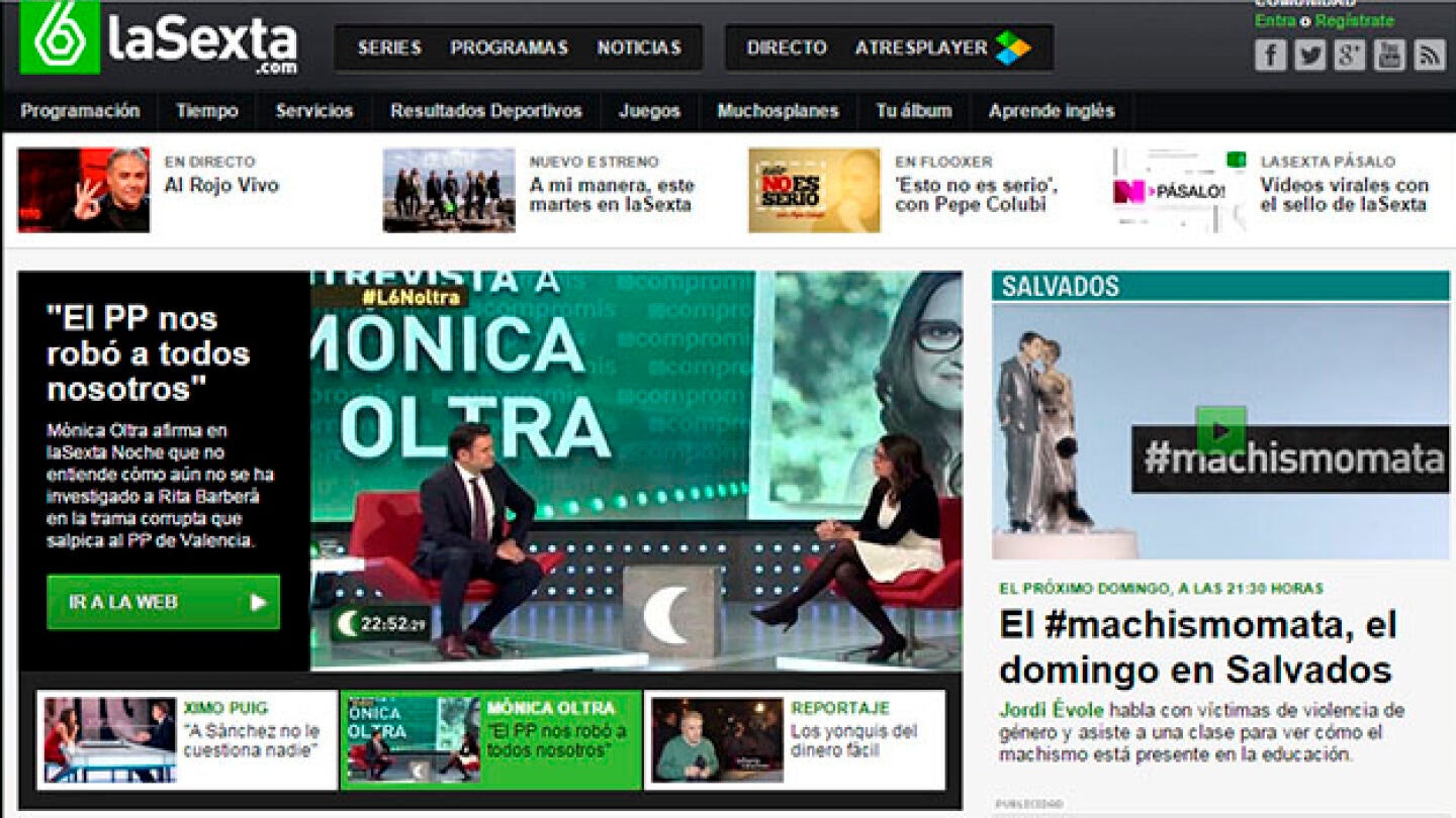 Imagen de la web de laSexta