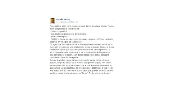 Andr&eacute;s Herzog anuncia que se apunta al paro