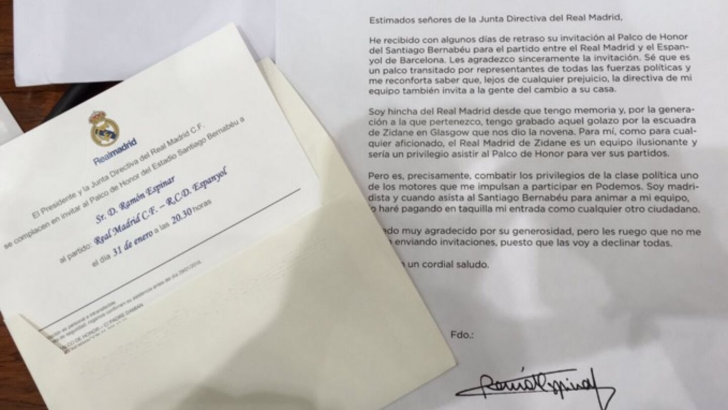 Respuesta de Ram&oacute;n Espinar al Real Madrid
