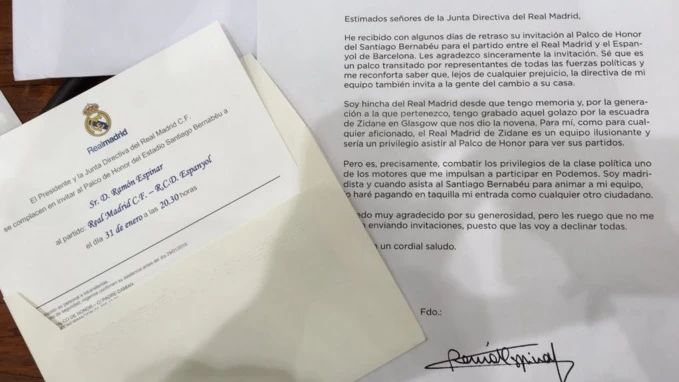 Respuesta de Ramón Espinar al Real Madrid Respuesta de Ramón Espinar al Real Madrid
