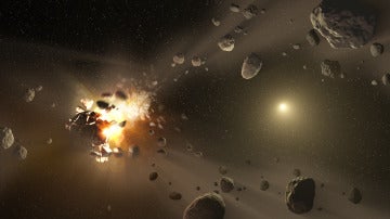 Recreación de un campo de asteroides