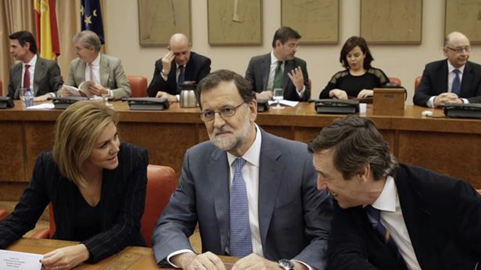 Mariano Rajoy en el Congreso con Cospedal y Hernando