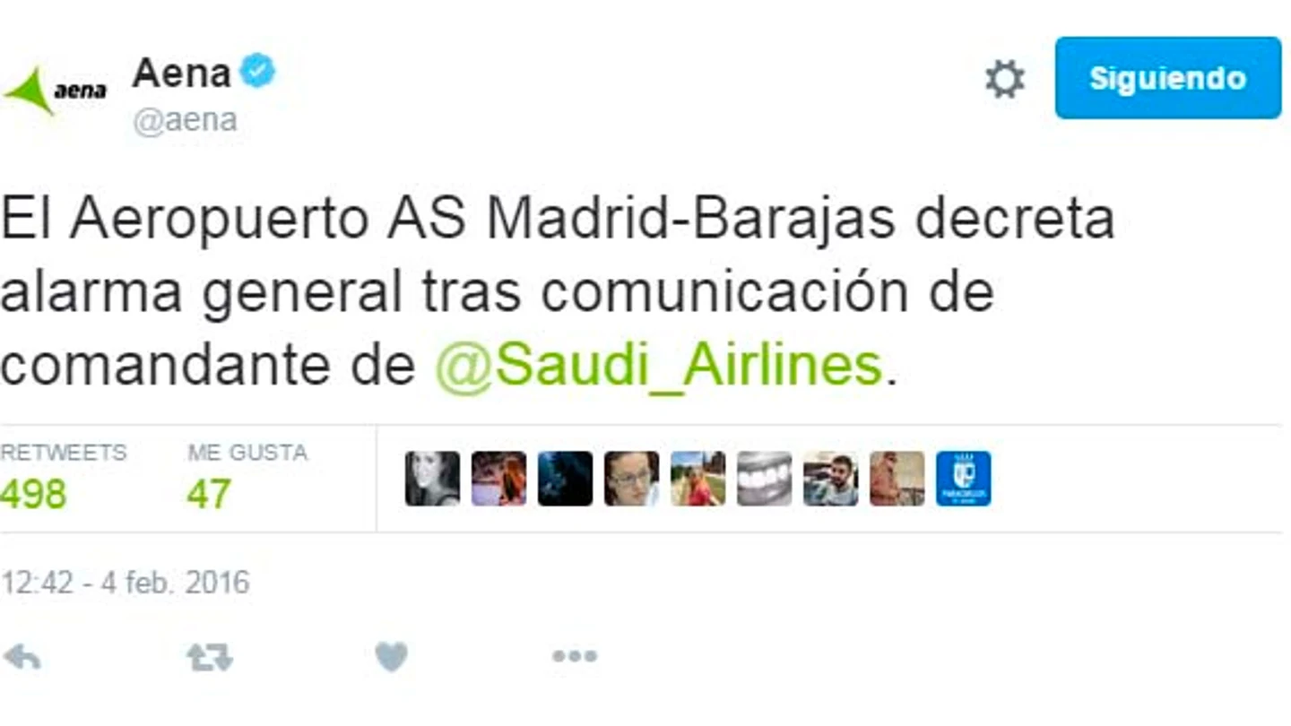 Alerta de Aena en la T4 Alerta de Aena en la T4