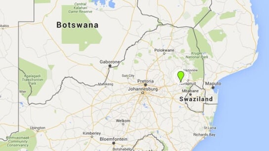 Lugar del derrumbe de la mina de oro en Sud&aacute;frica