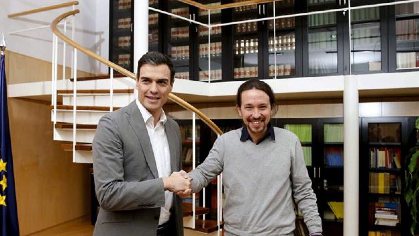 Pedro S&aacute;nchez y Pablo Iglesias antes de sus conversaciones