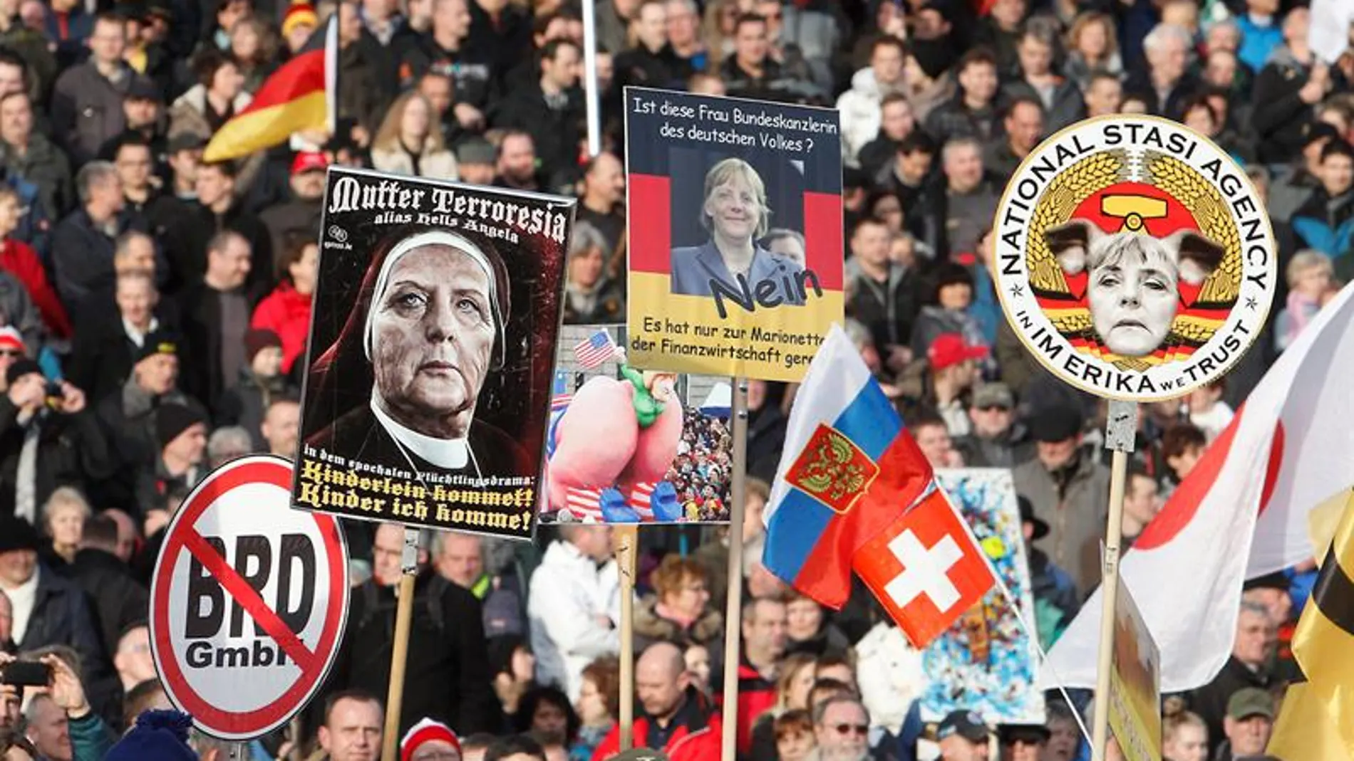 Manifestación de Pegida en Alemania contra la islamización de Occidente