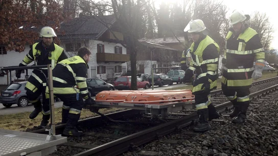 Bomberos trabajan en el lugar donde se ha producido el choque de dos trenes en Bad Aibling (Alemania) Bomberos trabajan en el lugar donde se ha producido el choque de dos trenes en Bad Aibling (Alemania)