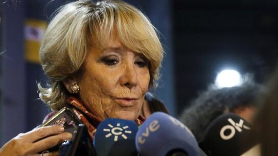 Esperanza Aguirre comparece ante los medios de comunicaci&oacute;n