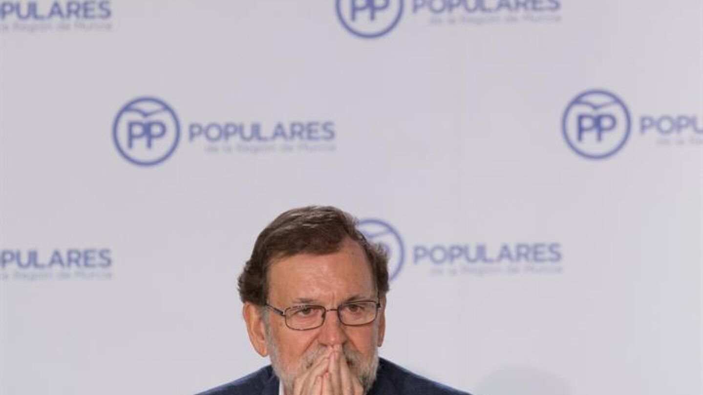 Mariano Rajoy, durante su intervenci&oacute;n en Murcia