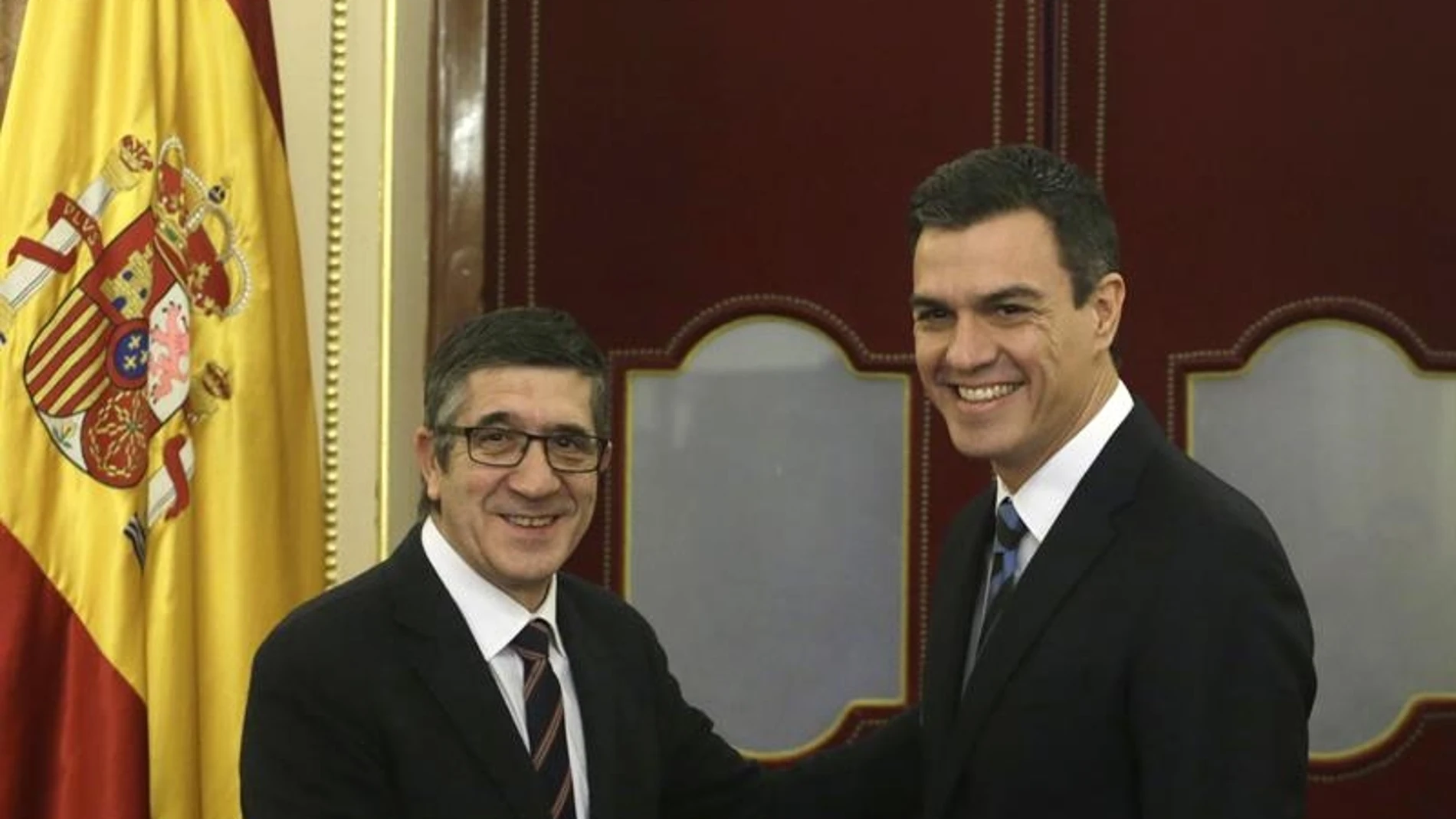 Patxi López,y el secretario general del PSOE, Pedro Sánchez