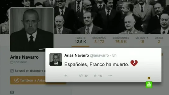 Así habría anunciado Arias Navarro la muerte de Franco en Twitter Así habría anunciado Arias Navarro la muerte de Franco en Twitter