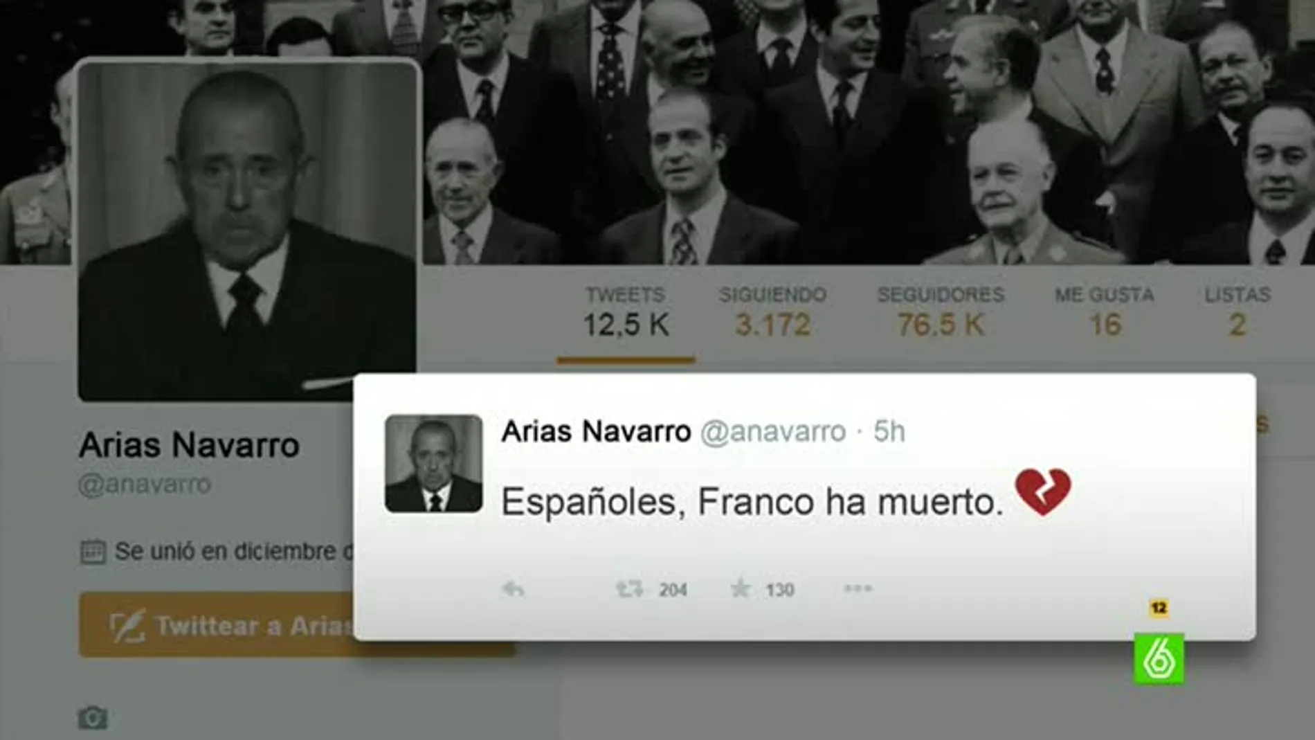 Así habría anunciado Arias Navarro la muerte de Franco en Twitter