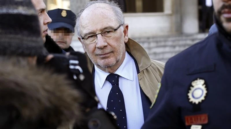 El exvicepresidente del Gobierno, Rodrigo Rato, a su salida del juzgado