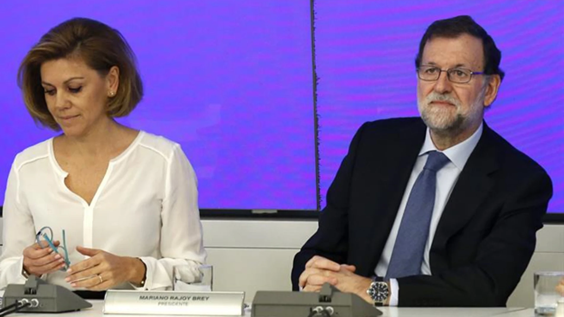 Mariano Rajoy y María Dolores de Cospedal en el Comité Ejecutivo Nacional del PP