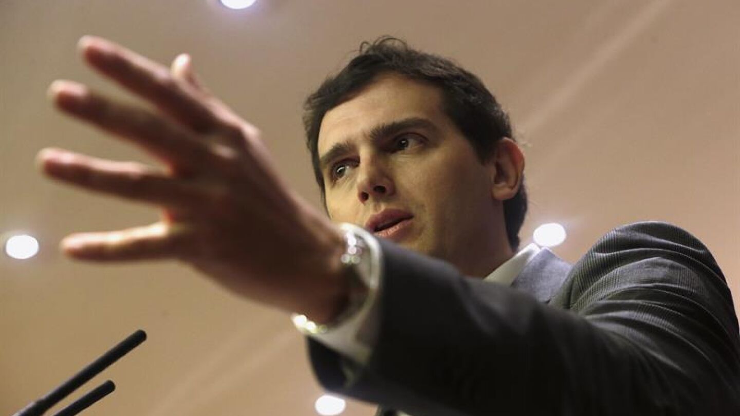 Albert Rivera, durante una rueda de prensa en el Congreso