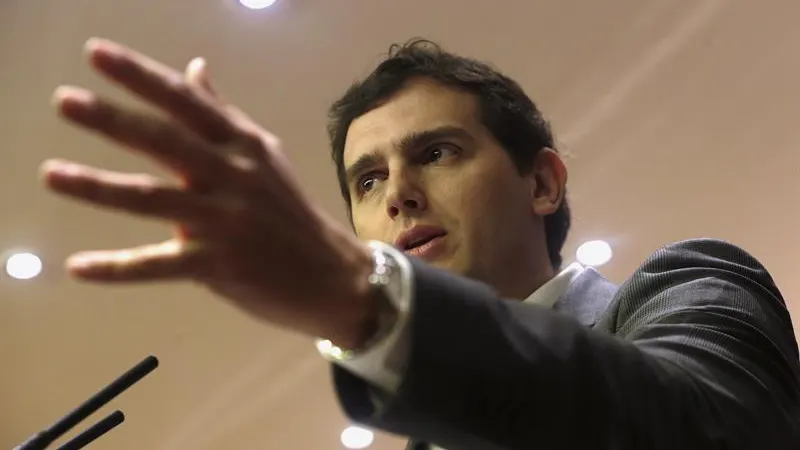 Albert Rivera, durante una rueda de prensa en el Congreso