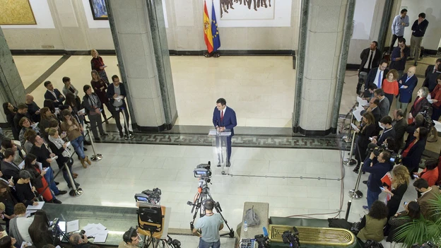 Pedro S&aacute;nchez explicando el acuerdo con Ciudadanos