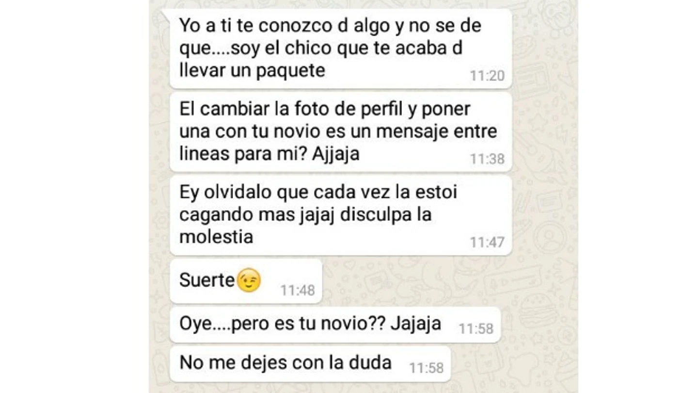 Mensajes de un repartidor a una clienta Mensajes de un repartidor a una clienta