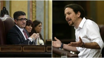 Patxi López y Pablo Iglesias, en el Congreso de los Diputados